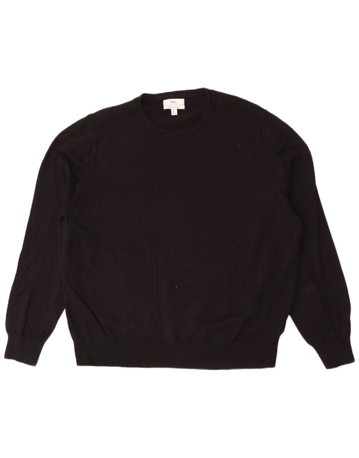 Marks & Spencer - Jersey de cuello redondo para hombre, talla 3XL, algodón negro
