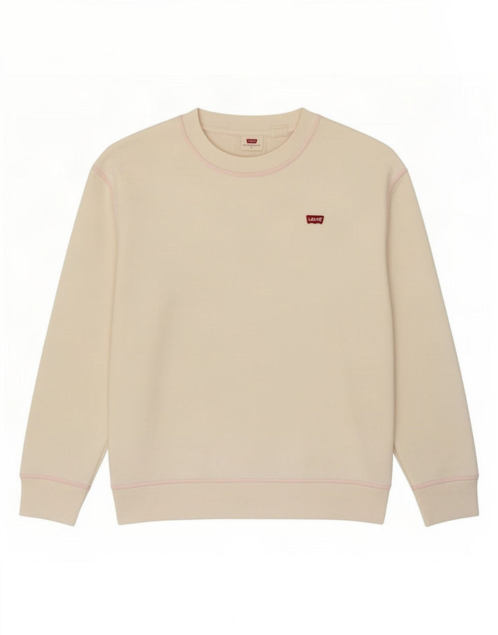 Levi's Sudadera extragrande para mujer, talla 10, algodón blanco roto