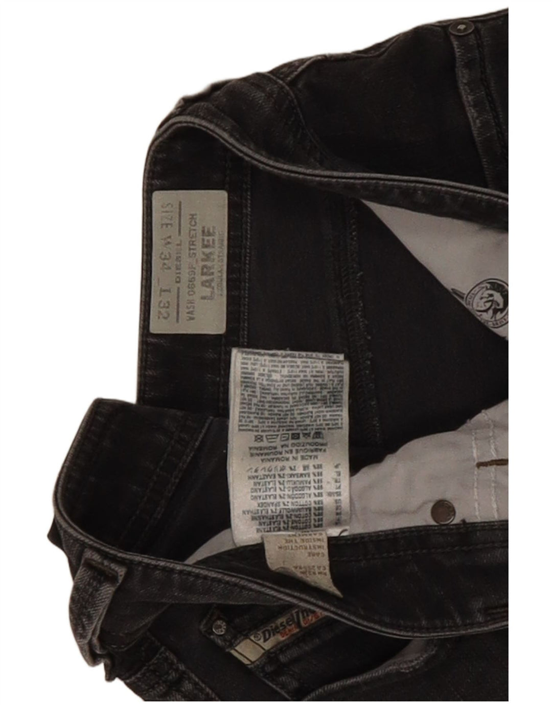 Diesel Hombre Larkee Regular Jeans Rectos W34 L32 Algodón Gris