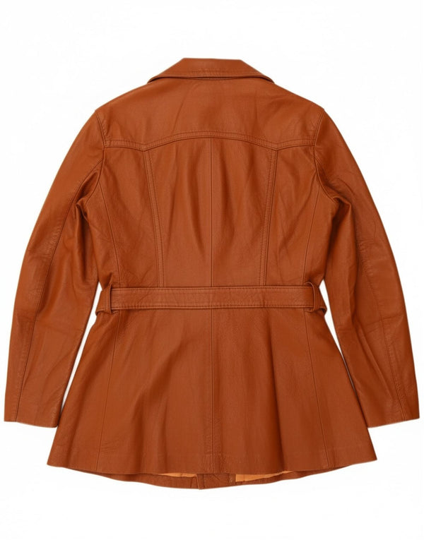 Vintage mujer chaqueta de cuero Reino Unido 14 cuero marrón medio