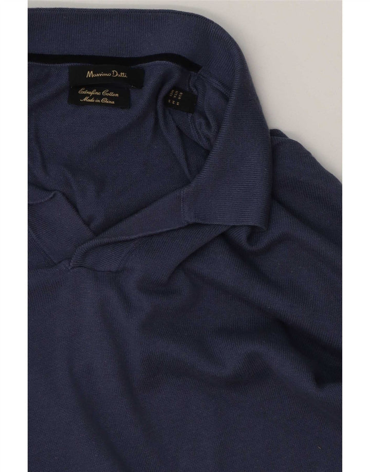 Massimo Dutti Hombre Polo Neck Jumper Jersey Medio Azul Marino Colorblock