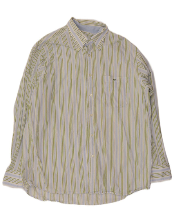 Lacoste Mens Shirt Size 44 XL Blue Striped Cotton