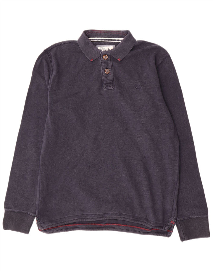 Polo de hombre Fat Face de manga larga de algodón azul marino medio