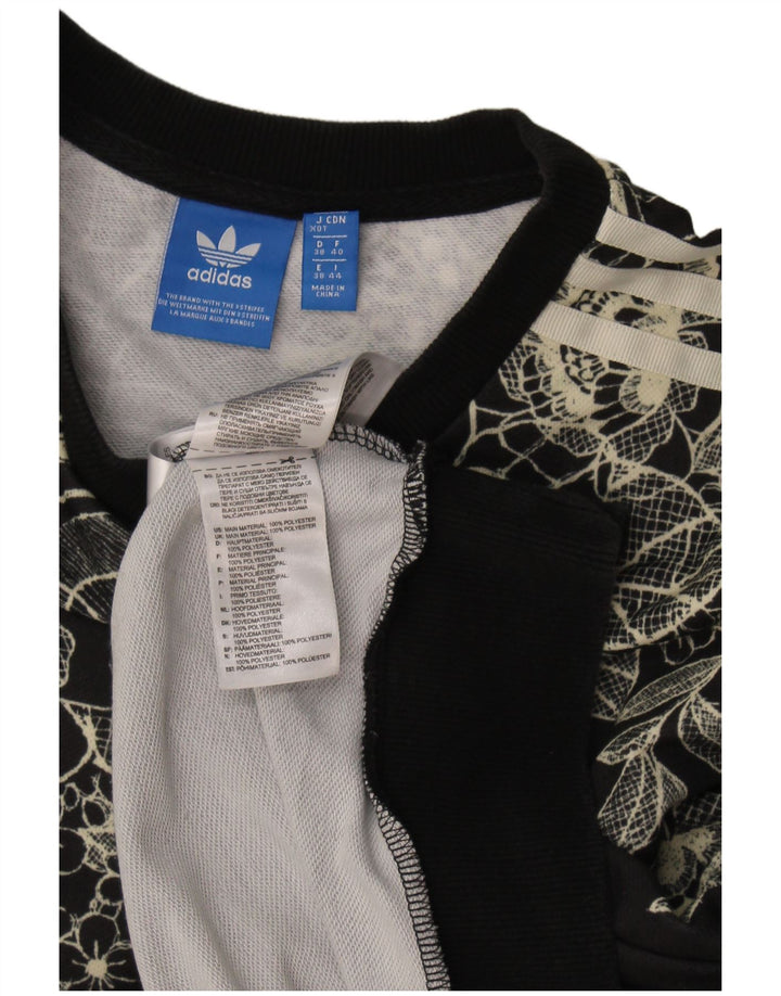 Adidas Mujer Sudadera Jumper UK 12 Mediano Negro Floral Poliéster