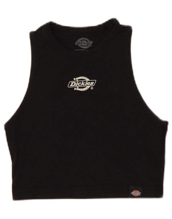 DICKIES Top sin mangas con gráfico ajustado para mujer UK 4 XS Algodón negro
