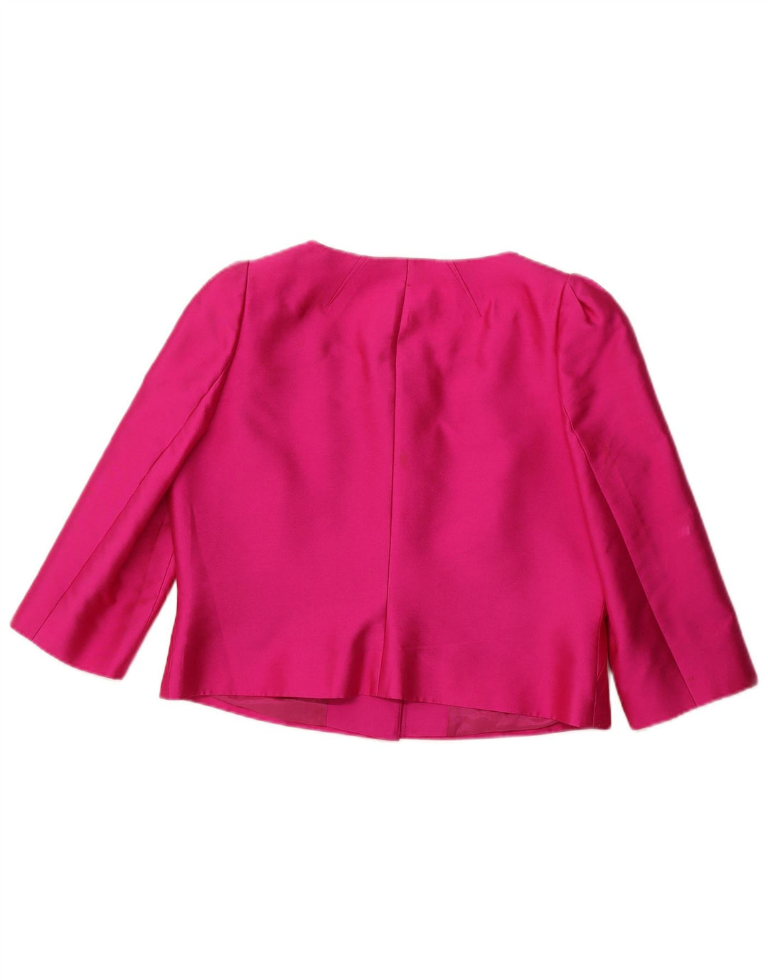 L.K. BENNETT Chaqueta Blazer Corta de Manga 3/4 para Mujer UK 46 Grande Seda Rosa