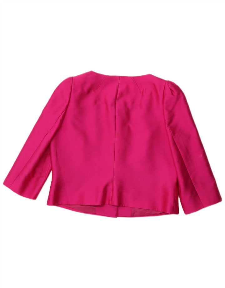 L.K. BENNETT Chaqueta Blazer Corta de Manga 3/4 para Mujer UK 46 Grande Seda Rosa