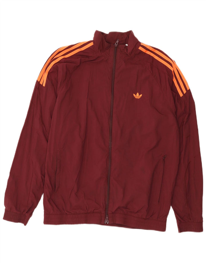 Adidas Hombre Chándal Top Chaqueta Medium Borgoña Nylon