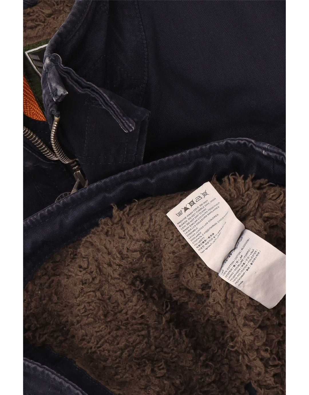 Superdry Chaqueta Sherpa Utility para hombre, talla 38, algodón azul marino mediano