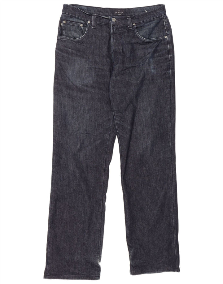 TRUSSARDI Vaqueros rectos para hombre W33 L31 Azul marino
