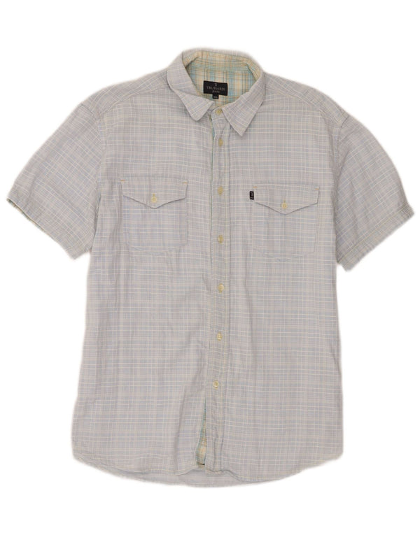 Trussardi Camisa Manga Corta Niño 15-16 Años 2XL Algodón Cuadros Azul