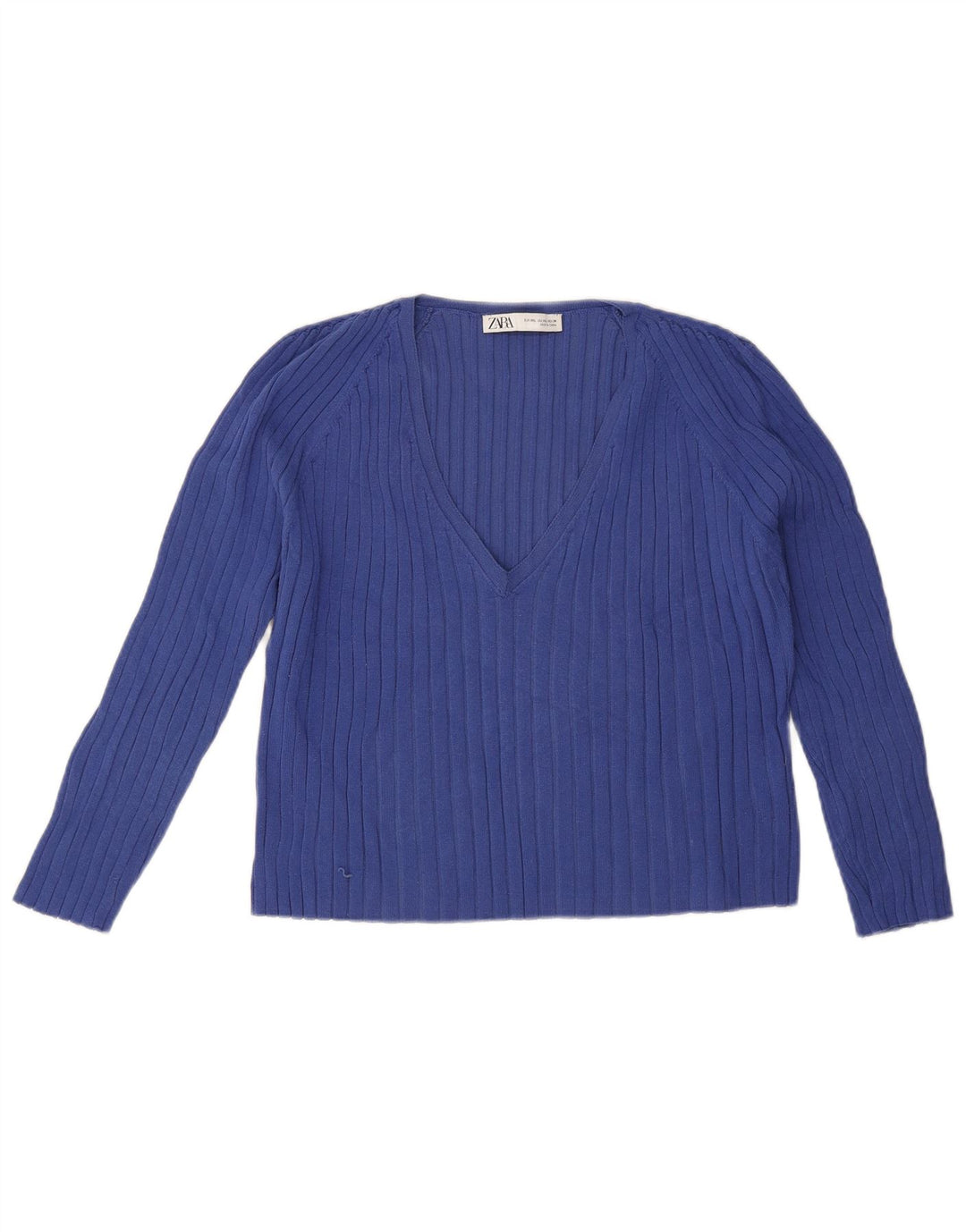 Zara Mujer Top Manga 3/4 ES 39 2XL Viscosa Azul