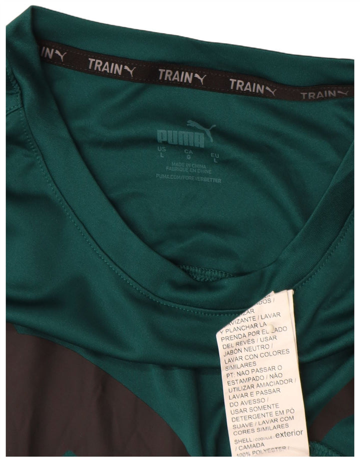 PUMA Camiseta gráfica para hombre Top grande poliéster verde