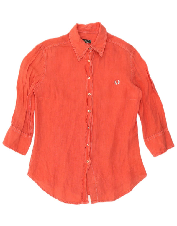 FRED PERRY Camisa de manga 3/4 para mujer UK 44 Grande Naranja