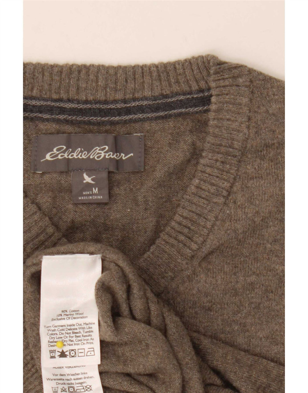 Eddie Bauer Jersey con Cuello en V para Hombre de algodón Caqui Medio
