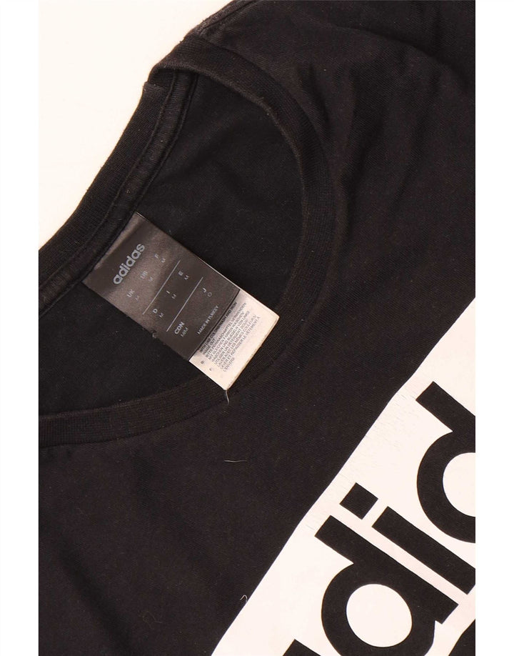 Adidas Camiseta gráfica de tres rayas para hombre Top Algodón negro mediano