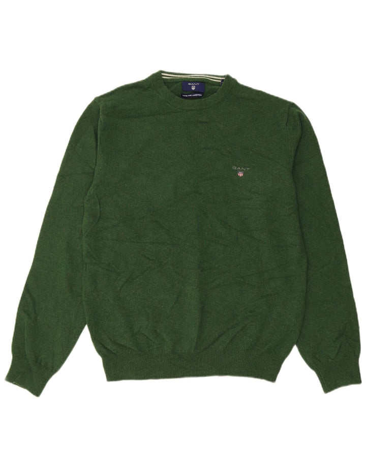 Gant Suéter tipo jersey de cuello redondo extragrande para mujer UK 10 Small Green Wool