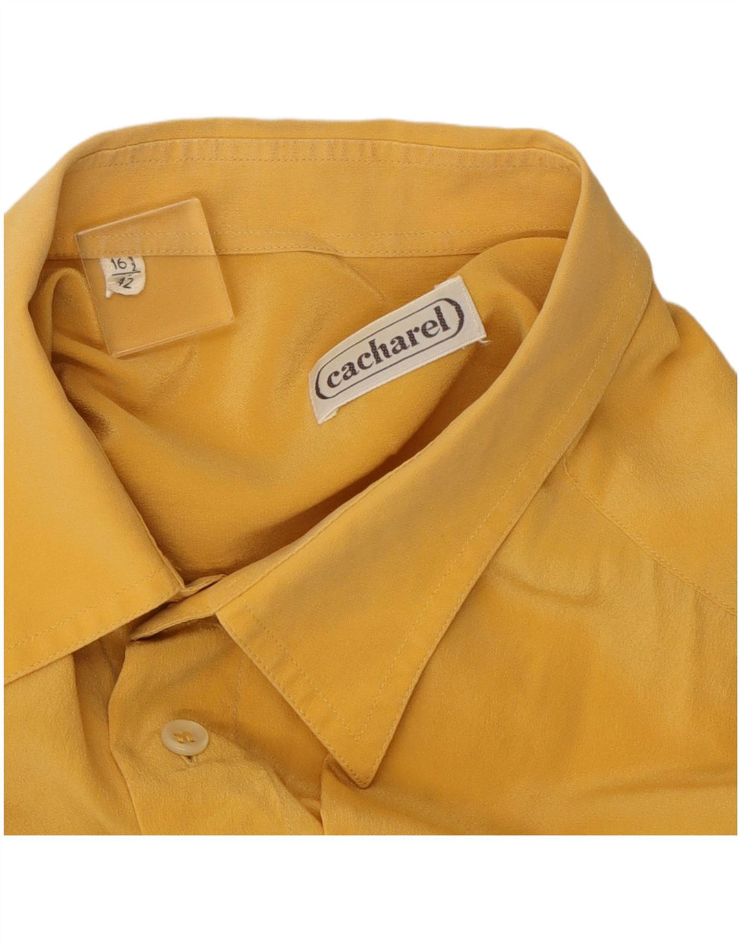 CACHAREL Camisa Manga Corta Hombre Talla 42 16 1/2 Grande Amarillo