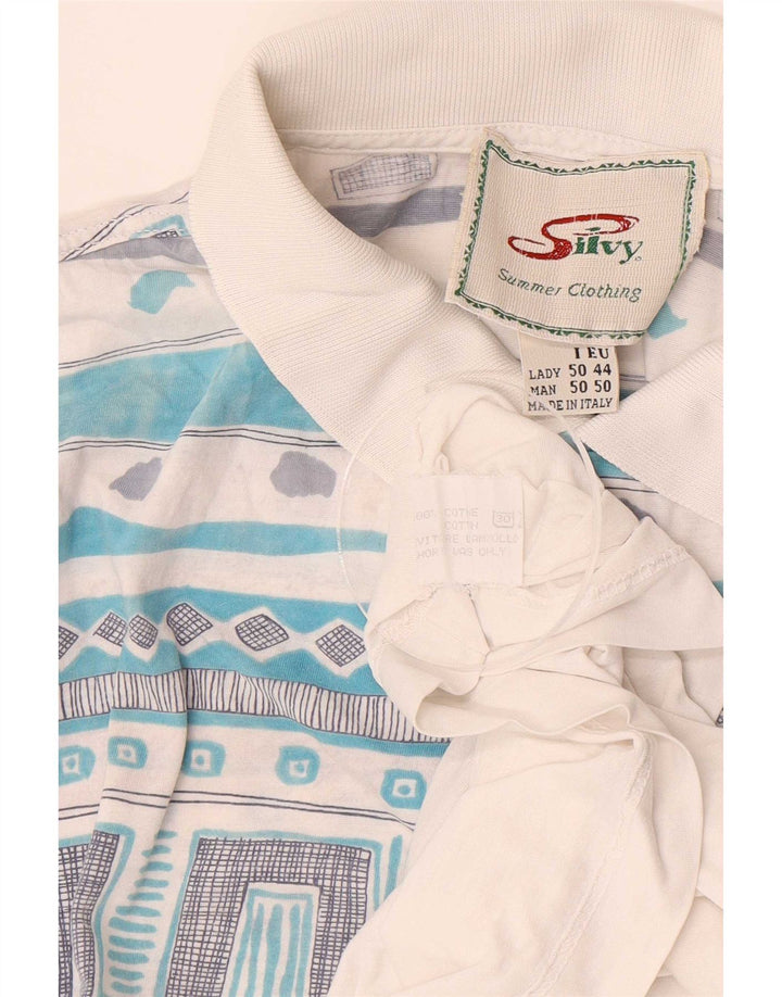 Polo Silvy Hombre IT 50 Medium Blanco Geométrico Algodón