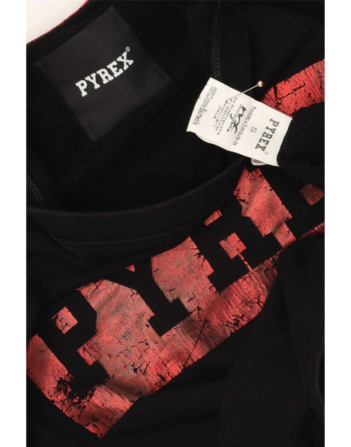 Pyrex Mens Graphic Sudadera Jumper Pequeño Algodón Negro