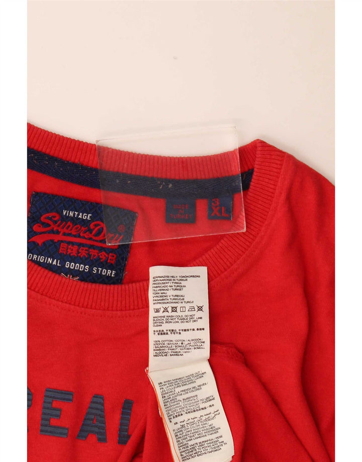 Superdry Top gráfico de manga larga para hombre 3XL Algodón rojo moderno