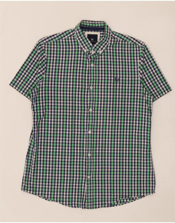 CREW CLOTHING Camisa de Manga Corta para Hombre Mediana de Algodón a Cuadros Multicolor