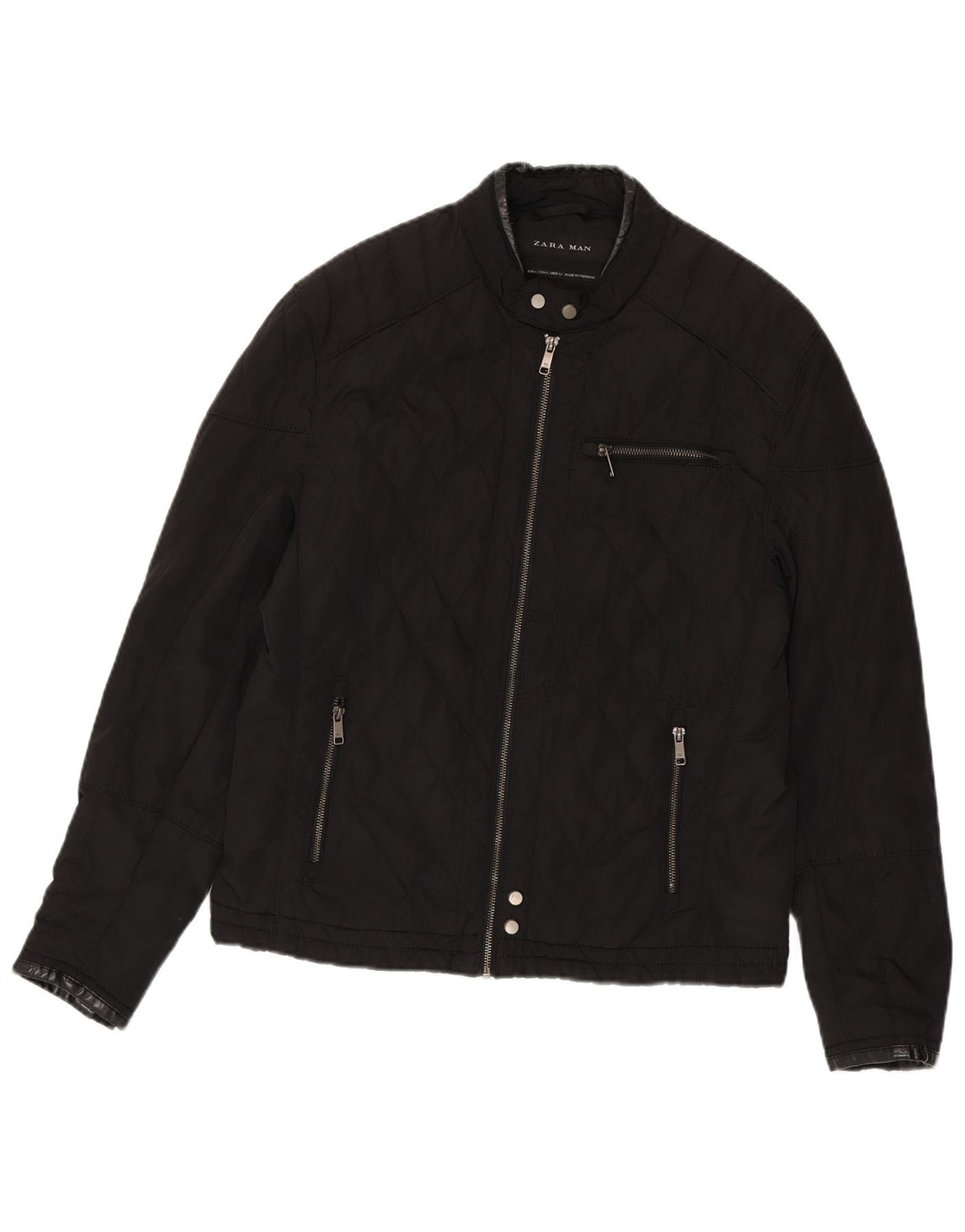 Zara Chaqueta acolchada para hombre UK 40 Large Poliéster negro