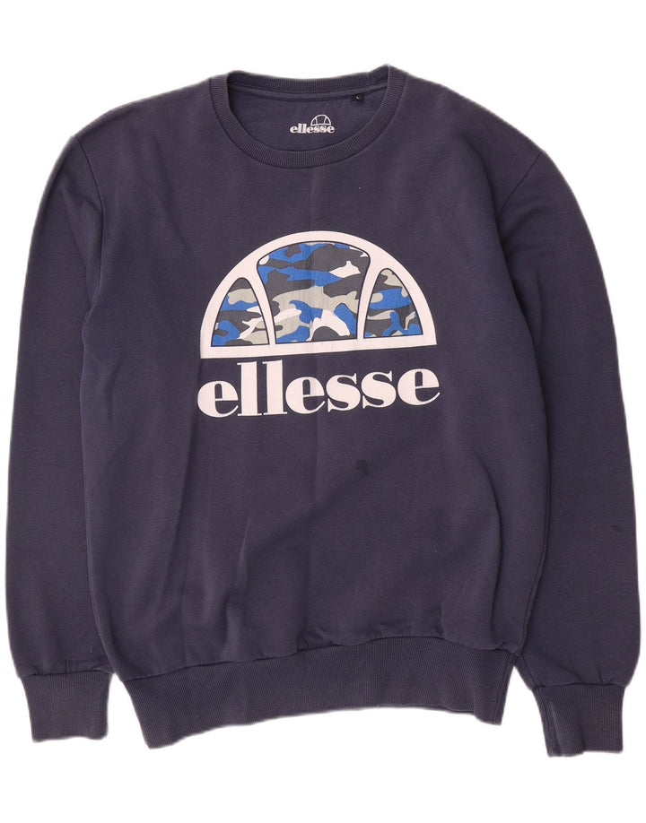 Ellesse Hombre Sudadera Jumper Large Azul Marino Algodón