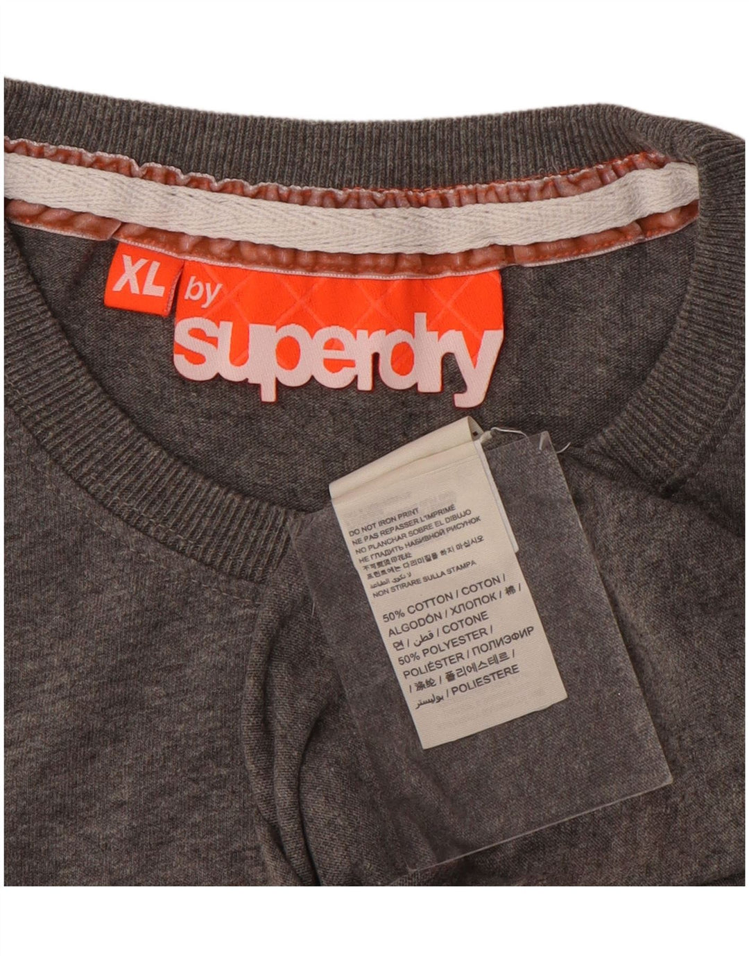 Superdry Hombre Camiseta Gráfica Top XL Algodón Gris