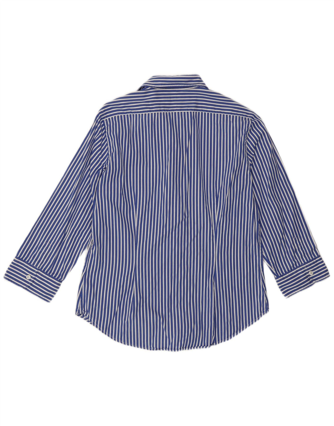 RALPH LAUREN Camisa de manga 3/4 para mujer US 10 Grande Algodón a rayas azules
