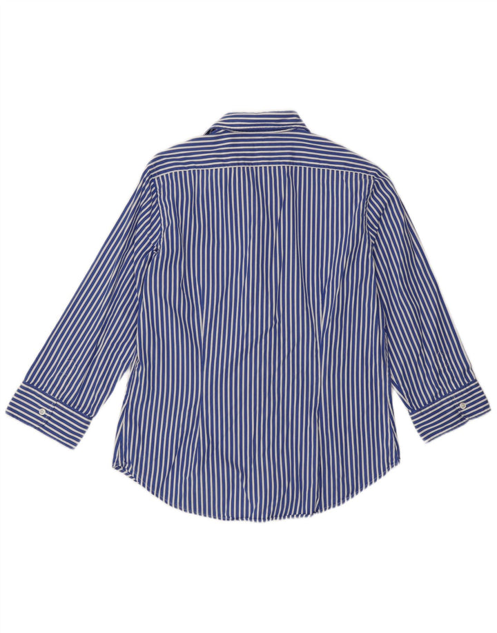 RALPH LAUREN Camisa de manga 3/4 para mujer US 10 Grande Algodón a rayas azules