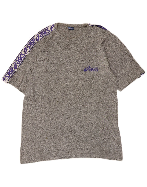 Asics - Camiseta gráfica para hombre, talla pequeña, algodón moteado gris