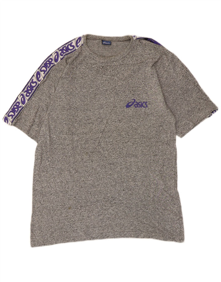 Asics - Camiseta gráfica para hombre, talla pequeña, algodón moteado gris