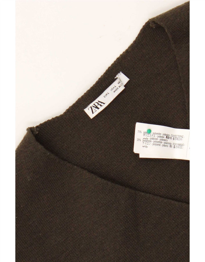 Zara Mujer Chaleco Camiseta Sin Mangas UK 46 Grande Poliéster Verde