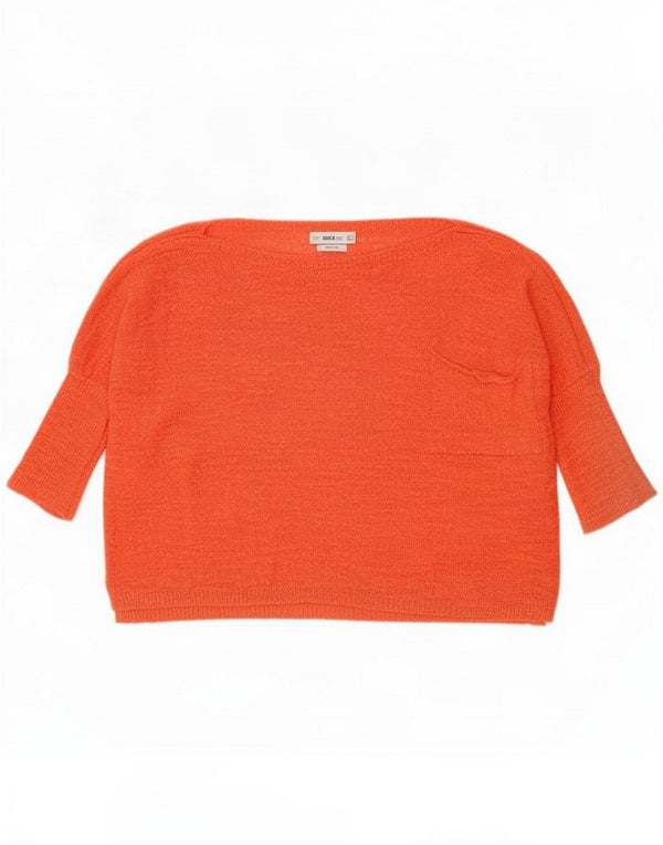 Zara Suéter corto con cuello barco y manga 3/4 para mujer UK 40 Pequeño Naranja  Descripción del producto Tamaño de la etiqueta: