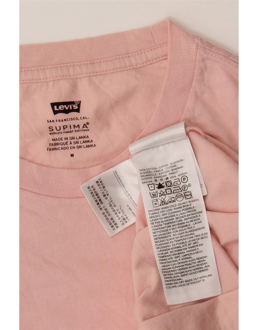 LEVI'S Hombre Camiseta Top Medium Rosa Algodón