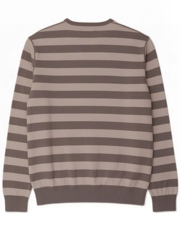 Jersey de cuello redondo para hombre Gap Algodón a rayas gris grande