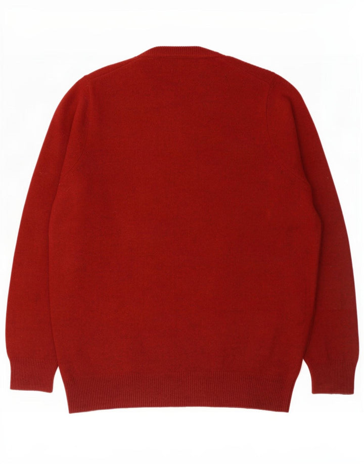 Marks & Spencer - Jersey de cuello redondo para hombre, talla grande, de lana de cordero color burdeos