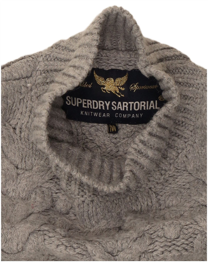 Superdry Jersey extragrande con cuello alto para mujer, talla 44, color gris medio