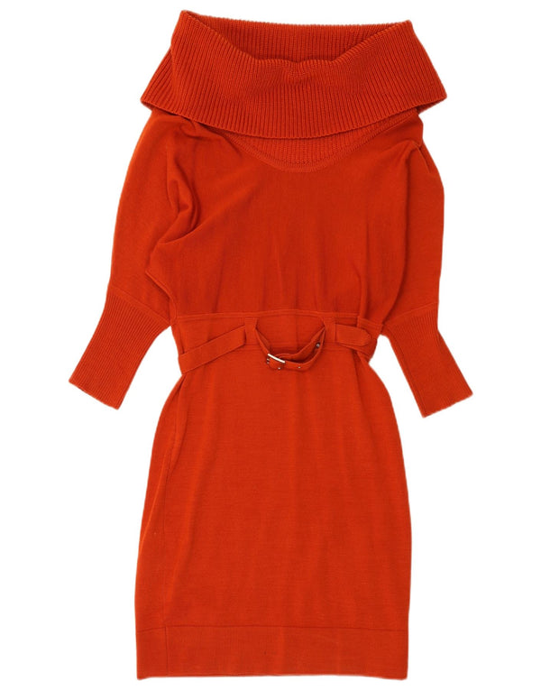 Karen Millen Vestido tipo jersey de manga larga con cuello vuelto para mujer UK 2 2XS Lana roja