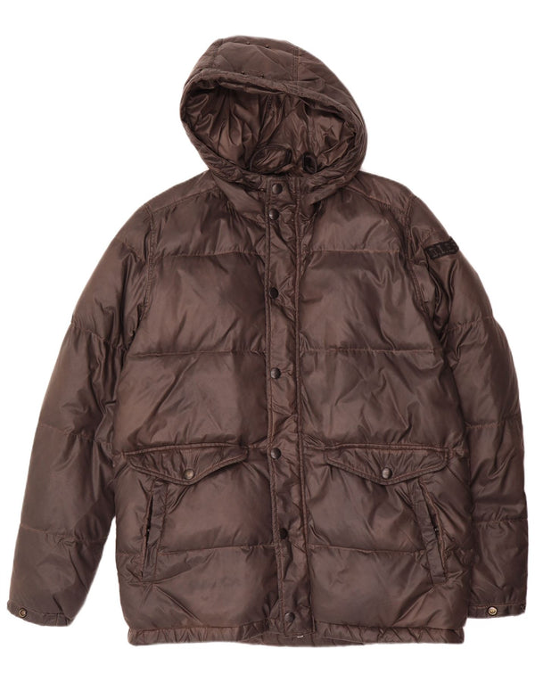 Diesel Chaqueta Acolchada Con Capucha Para Hombre UK 38 Nylon Gris Medio
