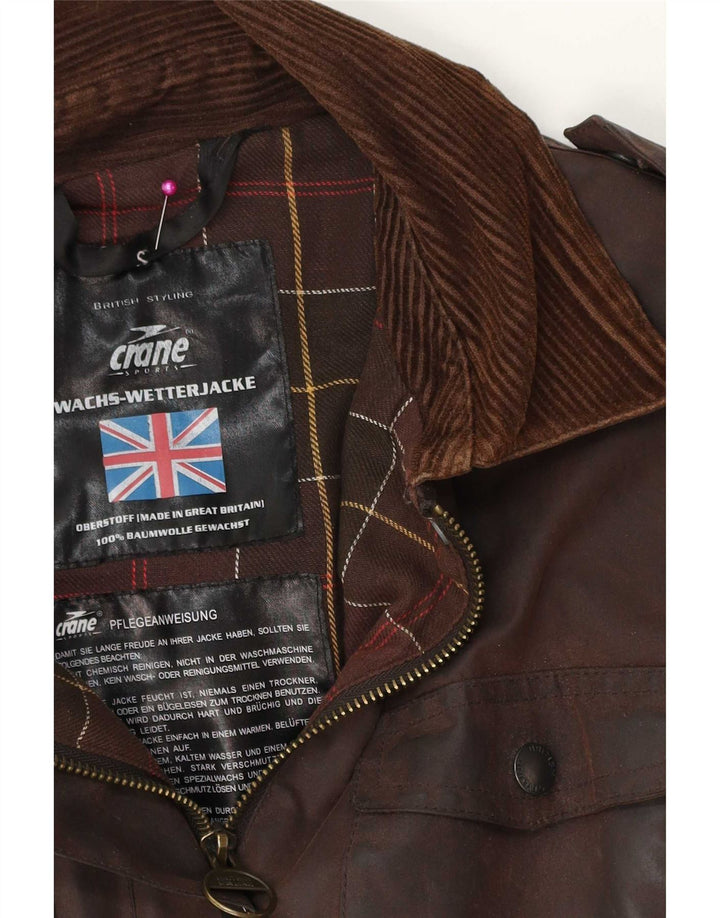 Crane Chaqueta militar de gran tamaño para mujer, encerada, Reino Unido 10, pequeña, marrón