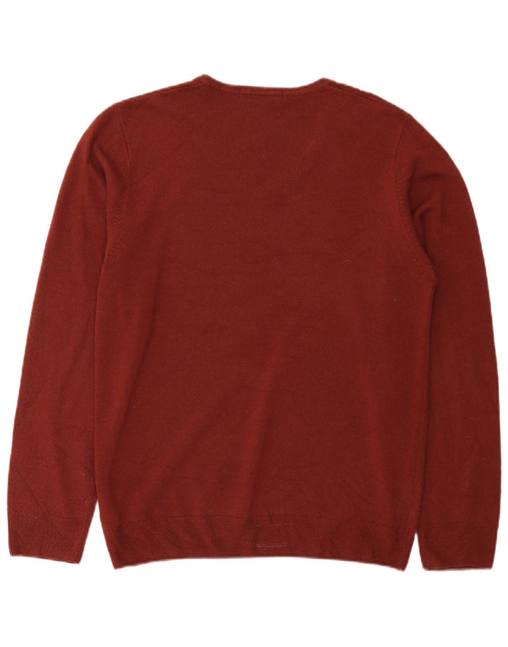 Marks & Spencer Suéter con cuello en V para hombre Acrílico burdeos medio