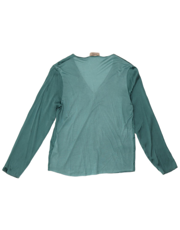 Falconeri Blusa de manga larga para mujer UK 40 Small Green Colourblock Silk