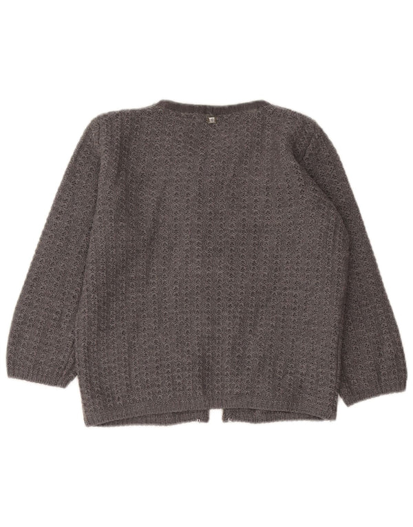 Trussardi Jeans Cárdigan corto de manga 3/4 para mujer, talla 40, color gris medio