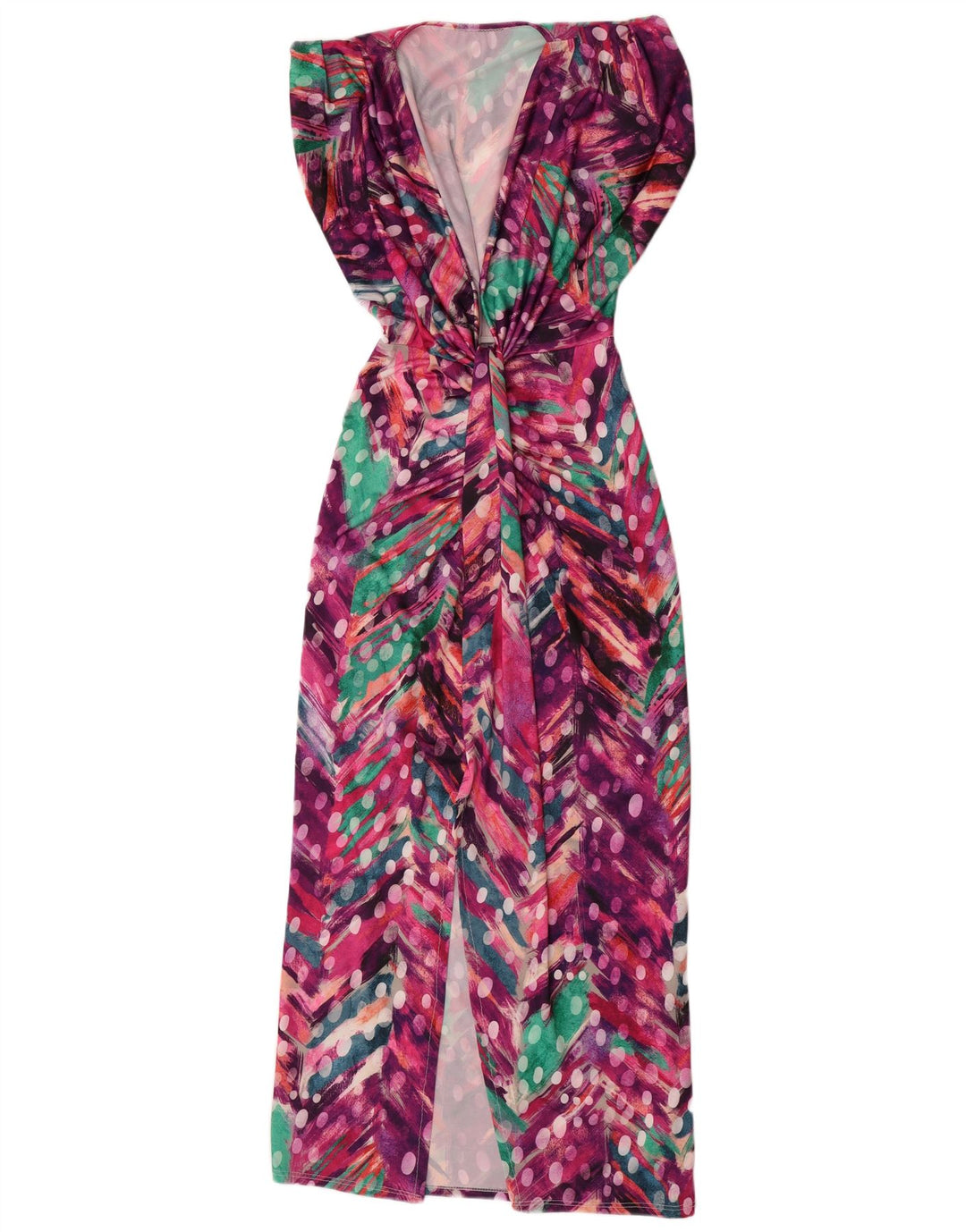 Vintage mujer patrón abstracto vestido vestido Reino Unido 12 medio multicolor