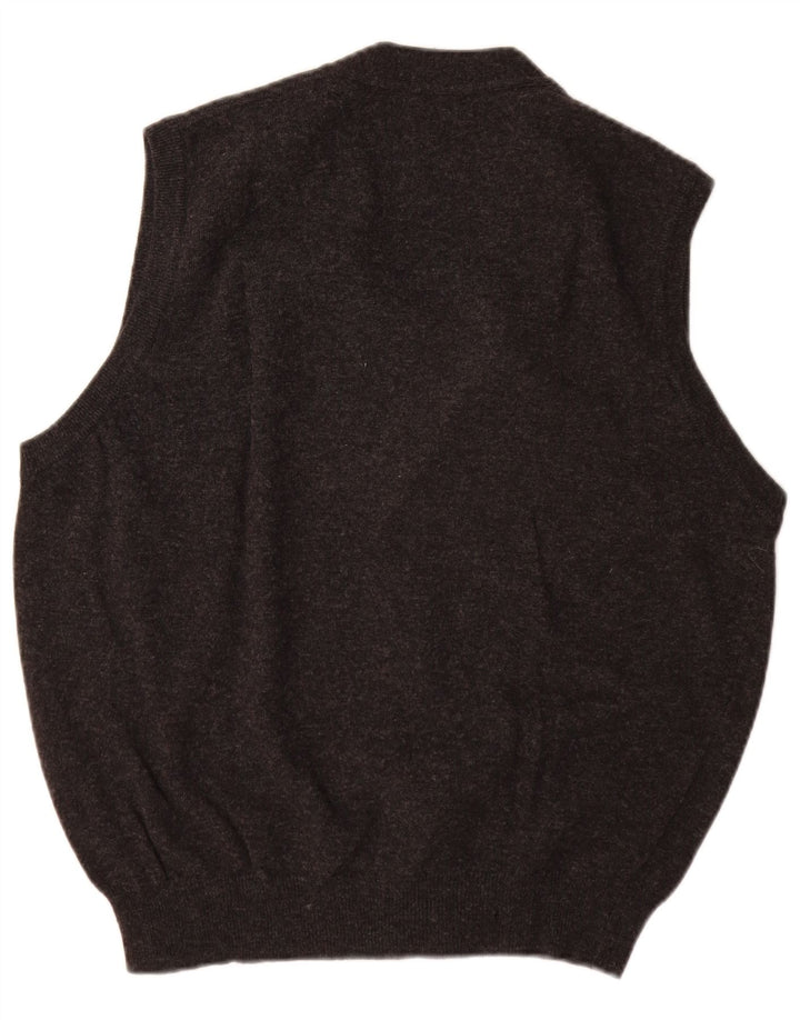 Benetton Jersey Cárdigan Sin Mangas De Lana Virgen Gris Medio Hombre