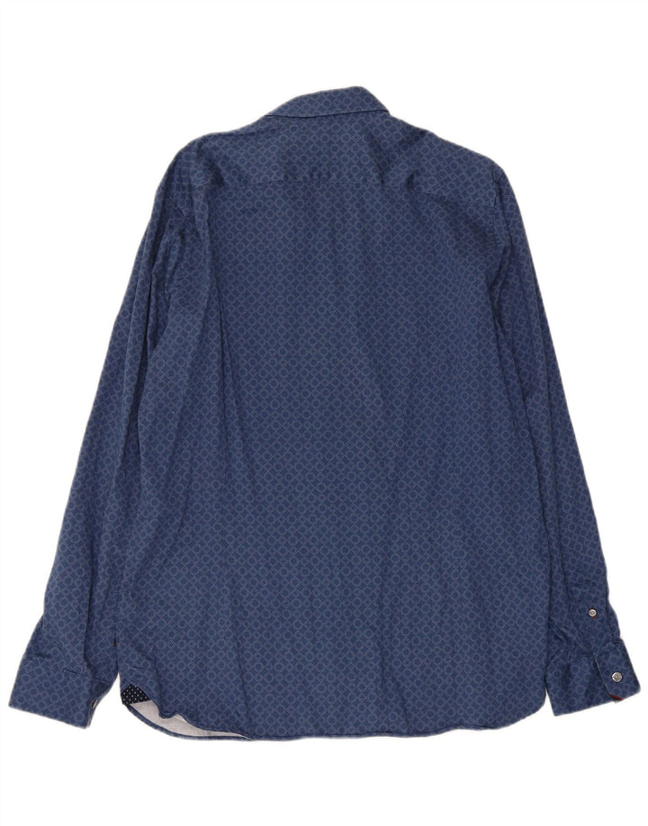 Ted Baker Camisa para hombre Talla 5 XL Algodón geométrico azul