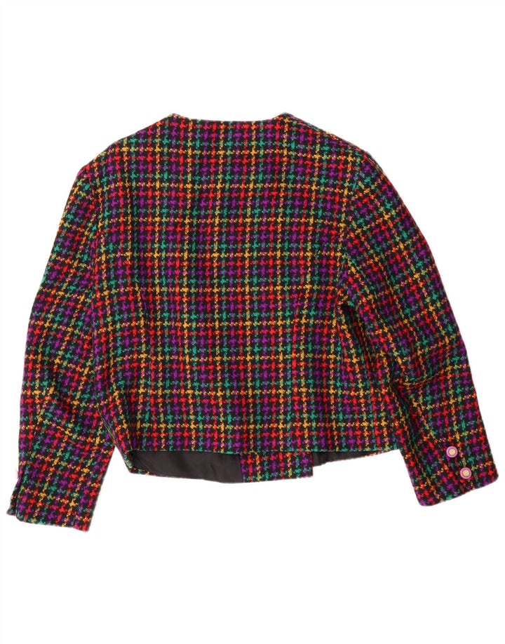 VINTAGE Chaqueta Blazer de doble botonadura para mujer EU 44 XL Cuadro multicolor