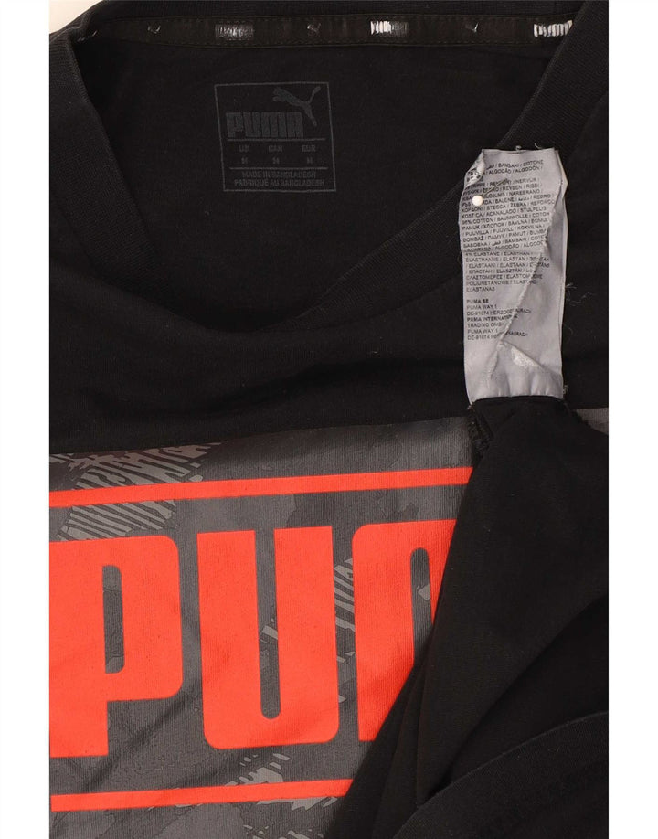 Puma Camiseta gráfica para hombre Top Medium Black Cotton
